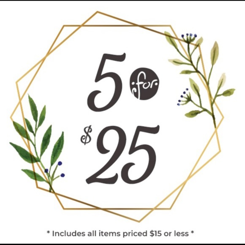 5 ITEMS FOR $25